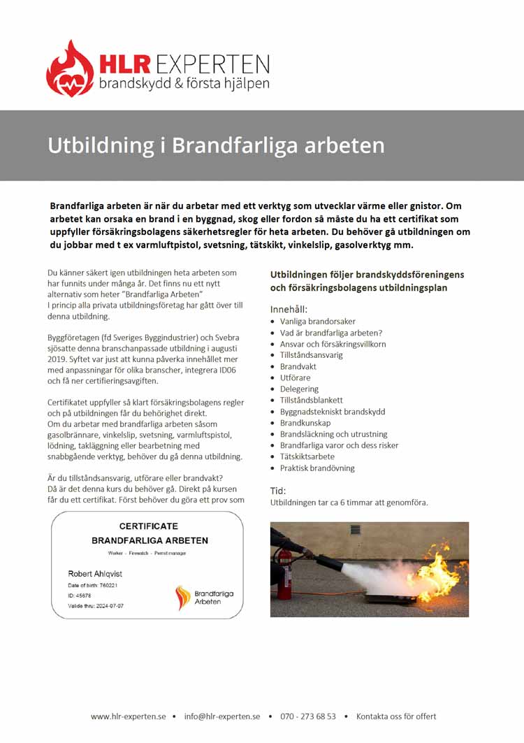 Brandfarliga heta arbeten